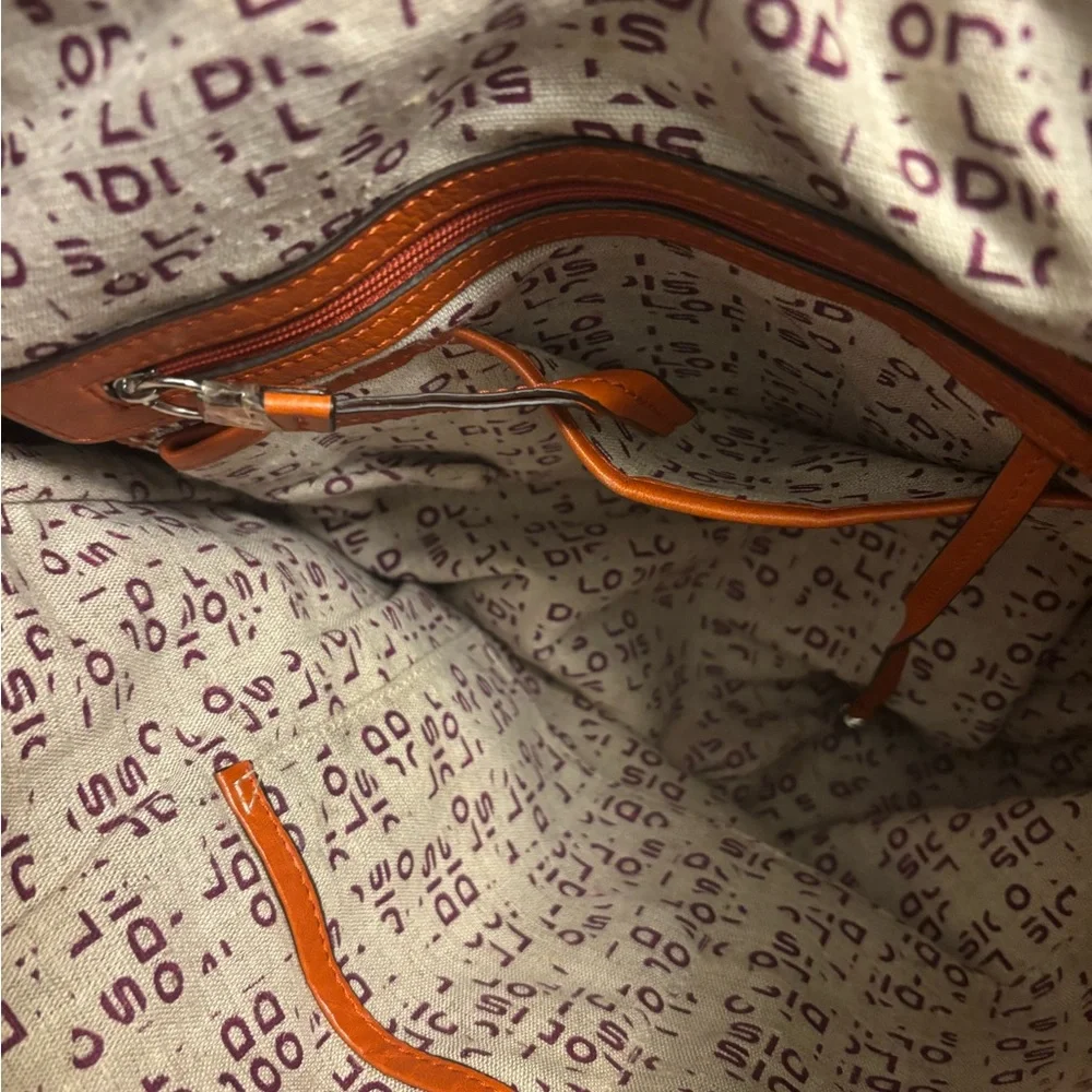 Lodis‎ Orange Leather Tote Bag Y2K
